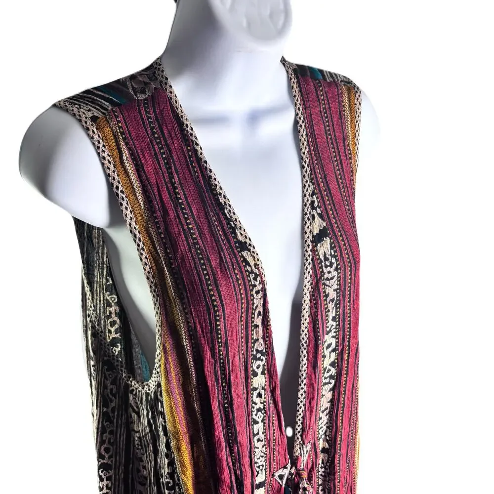 CAROLE LITTLE Vintage Sleeveless Vest w/a geometric & striped pattern Womens 8 - Picture 6 of 11